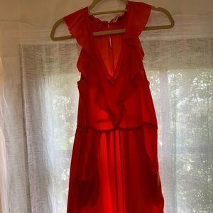 Parker orange ruffle silk dress